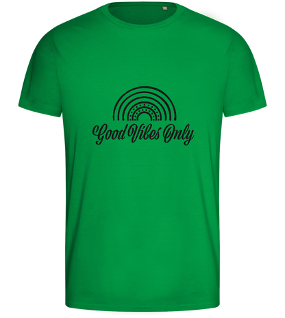 Good Vibes Only Rainbow Design - Basic men's fitted t-shirt_MEADOW GREEN_front