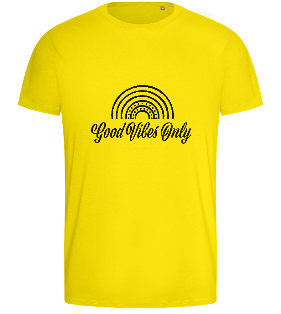 Good Vibes Only Rainbow Design - Basic men's fitted t-shirt_YELLOW_front