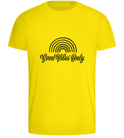 Good Vibes Only Rainbow Design - Basic men's fitted t-shirt_YELLOW_front