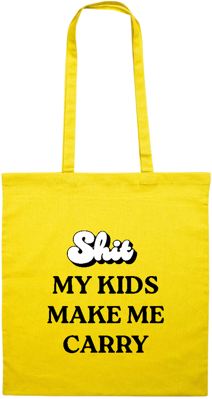 My Kids Make Me Carry Design - Premium colored cotton tote bag_YELLOW_front