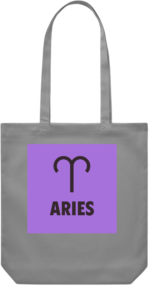 Zodiac Aries Design - Premium Canvas colored cotton shopping bag_GREY_front