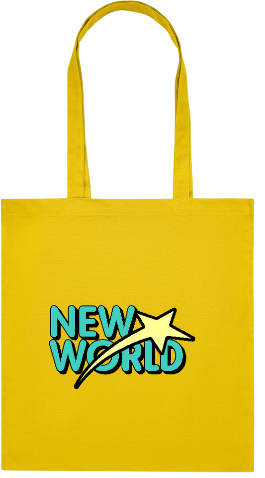 New World Design - Premium colored organic cotton tote bag_YELLOW_front