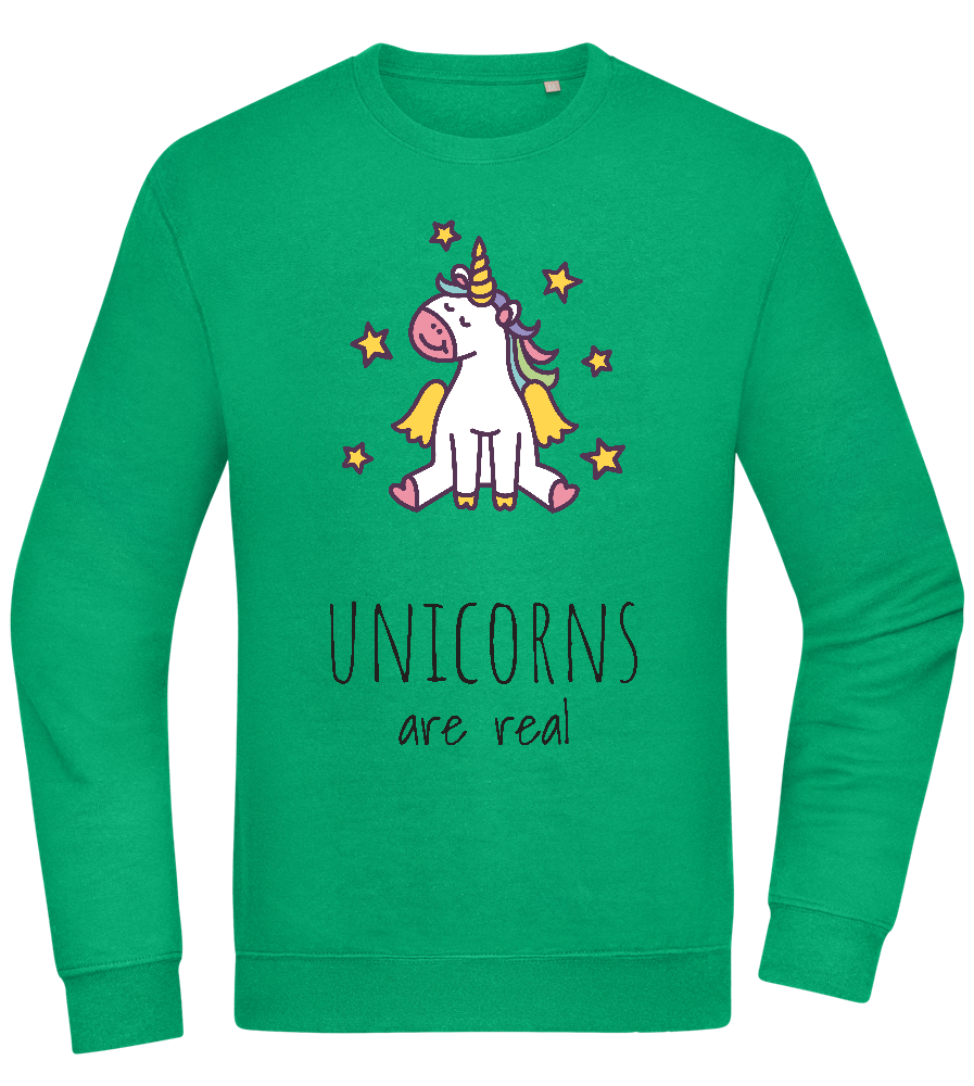 Unicorns Are Real Design - Comfort Essential Unisex Sweater_MEADOW GREEN_front