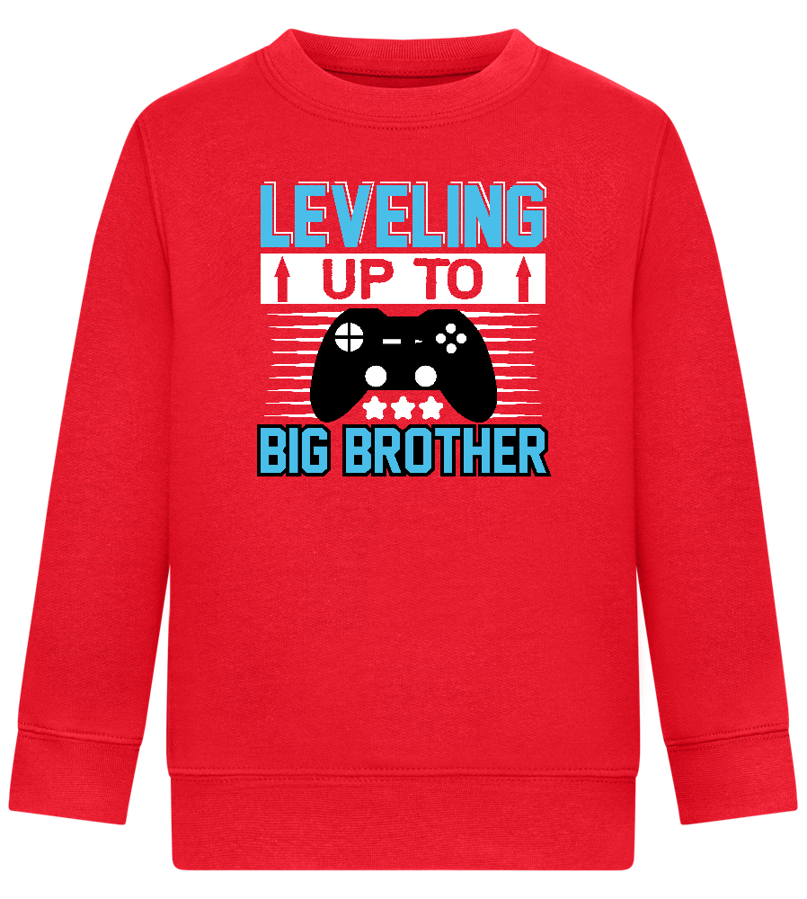 Leveling Up To Big Brother Design - Comfort Kids Sweater_BRIGHT RED_front