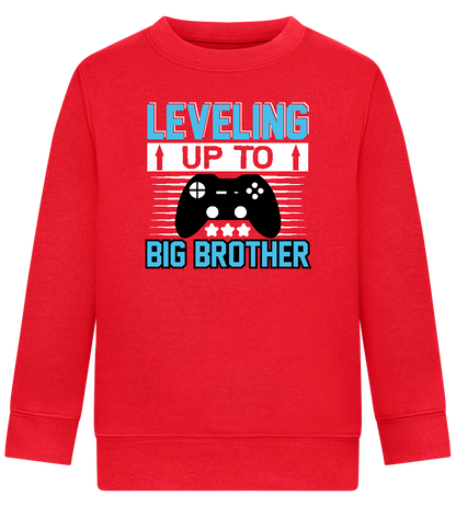 Leveling Up To Big Brother Design - Comfort Kids Sweater_BRIGHT RED_front