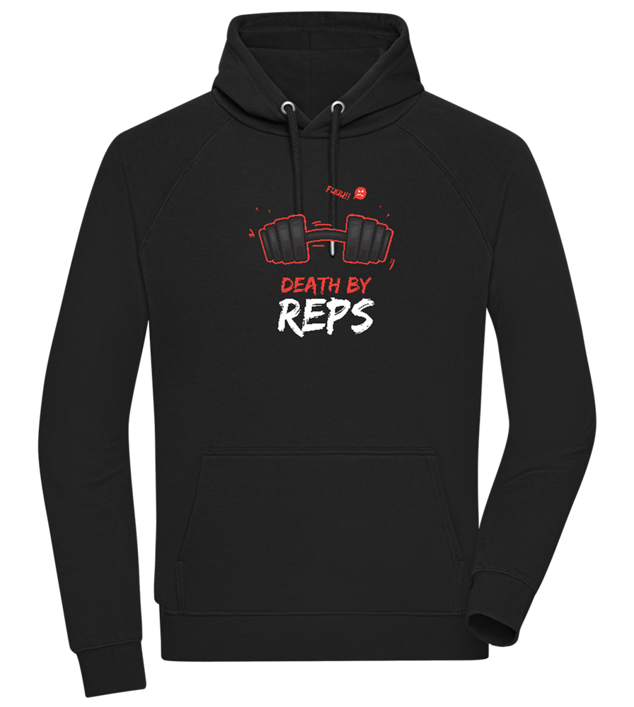 Death By Reps Barbell Design - Comfort unisex hoodie_BLACK_front