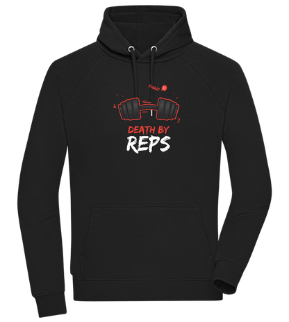 Death By Reps Barbell Design - Comfort unisex hoodie_BLACK_front