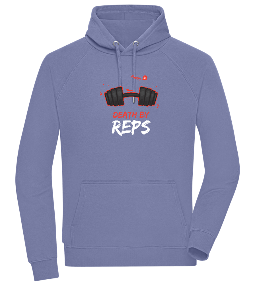 Death By Reps Barbell Design - Comfort unisex hoodie_BLUE_front