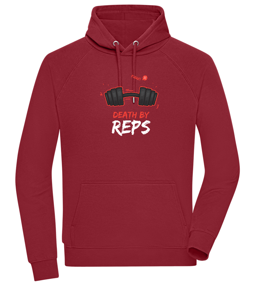 Death By Reps Barbell Design - Comfort unisex hoodie_BORDEAUX_front