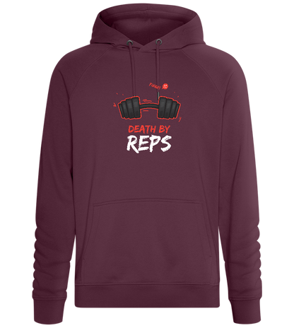 Death By Reps Barbell Design - Comfort unisex hoodie_BORDEAUX_front