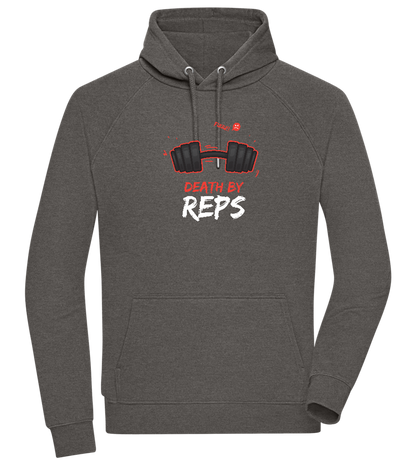 Death By Reps Barbell Design - Comfort unisex hoodie_CHARCOAL CHIN_front