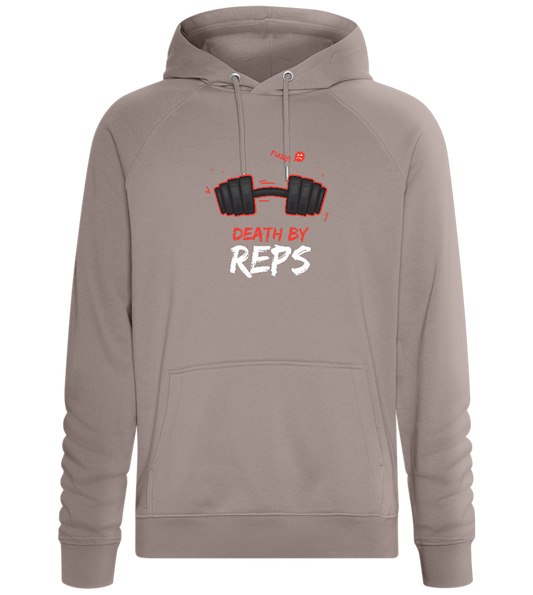 Death By Reps Barbell Design - Comfort unisex hoodie_CHARCOAL CHIN_front