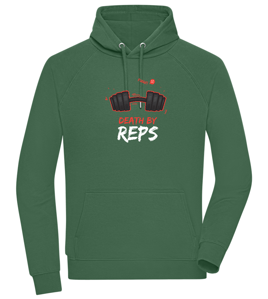 Death By Reps Barbell Design - Comfort unisex hoodie_GREEN BOTTLE_front