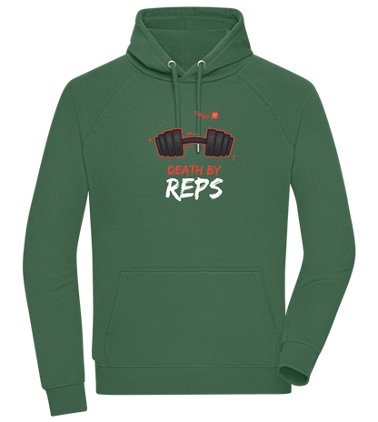 Death By Reps Barbell Design - Comfort unisex hoodie_GREEN BOTTLE_front