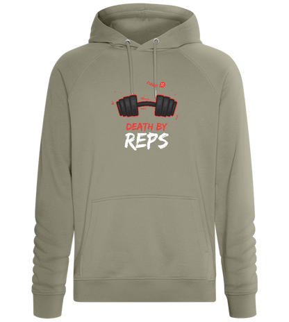 Death By Reps Barbell Design - Comfort unisex hoodie_KHAKI_front