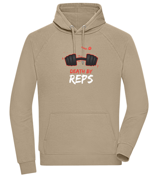 Death By Reps Barbell Design - Comfort unisex hoodie_KHAKI_front