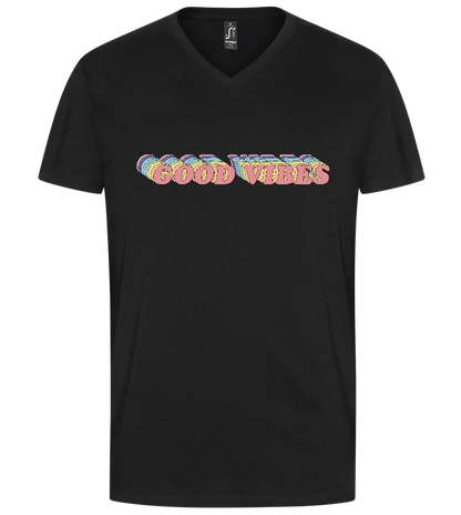 Good Vibes Rainbow Design - Premium men's v-neck t-shirt_DEEP BLACK_front