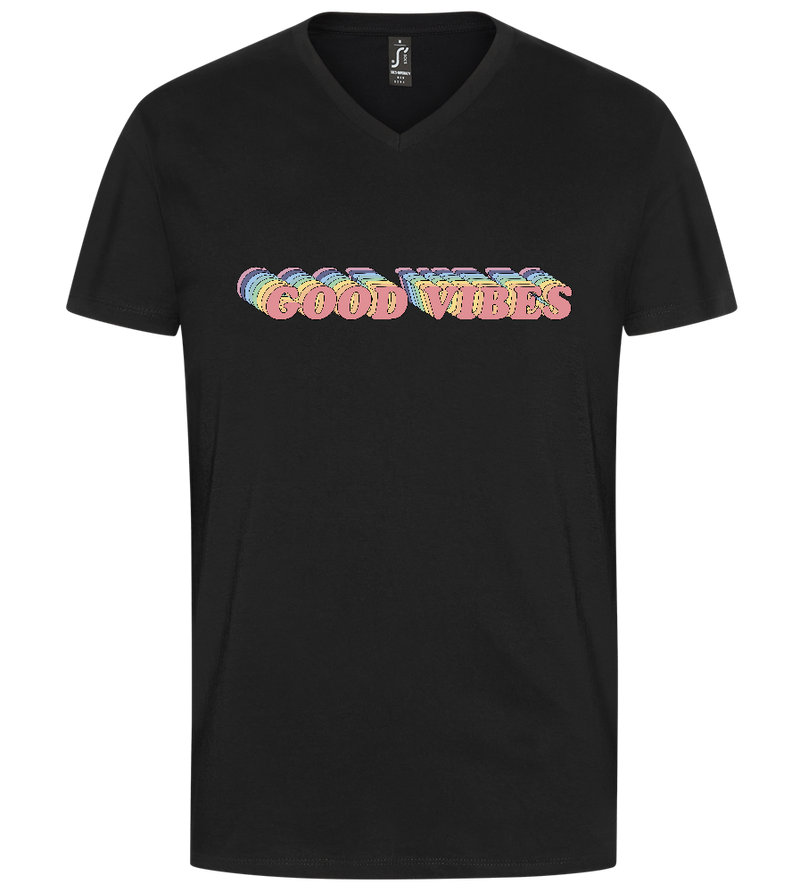 Good Vibes Rainbow Design - Premium men's v-neck t-shirt_DEEP BLACK_front