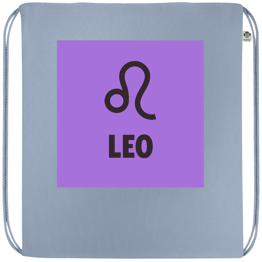 Zodiac Leo Design - Premium colored organic cotton drawstring bag_BABY BLUE_front