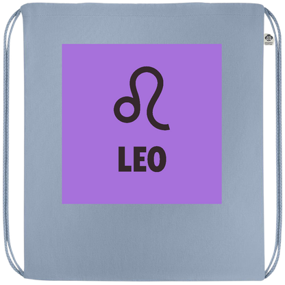 Zodiac Leo Design - Premium colored organic cotton drawstring bag_BABY BLUE_front