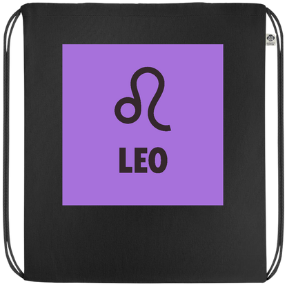 Zodiac Leo Design - Premium colored organic cotton drawstring bag_BLACK_front