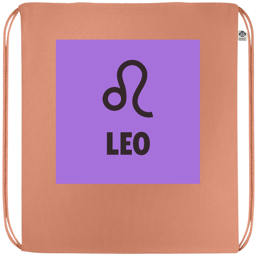 Zodiac Leo Design - Premium colored organic cotton drawstring bag_ORANGE_front