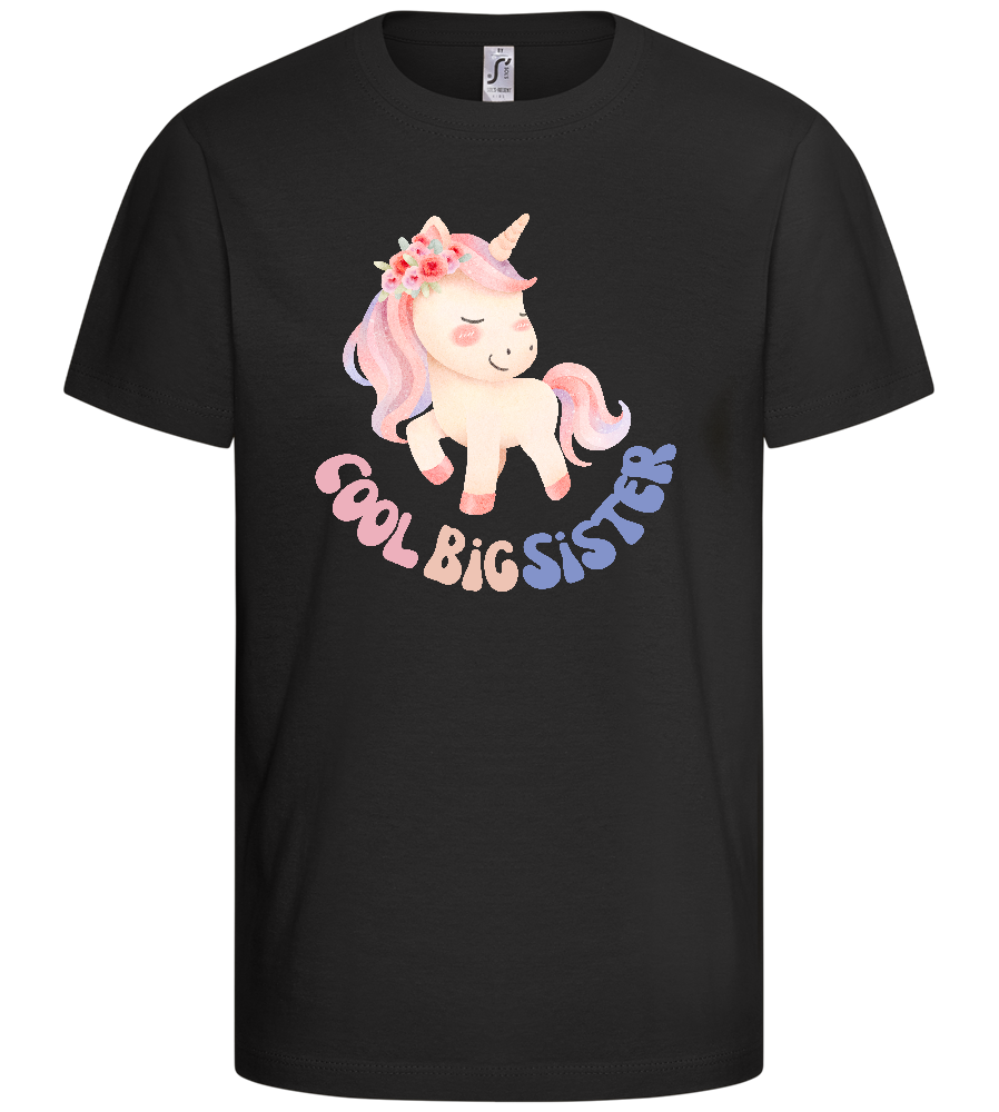 Cool Big Sister Unicorn Design - Basic kids t-shirt_DEEP BLACK_front