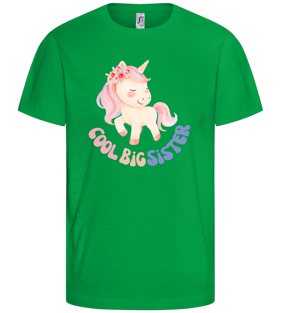 Cool Big Sister Unicorn Design - Basic kids t-shirt_MEADOW GREEN_front