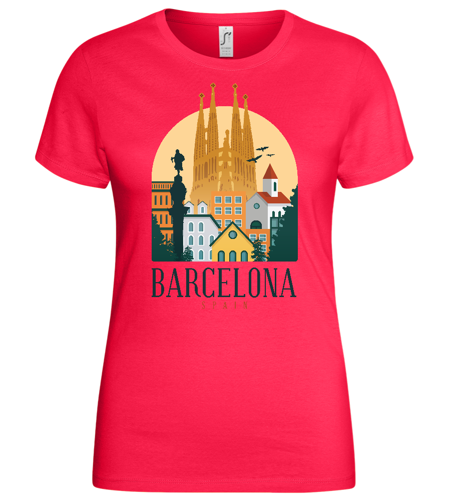 Sagrada Familia in Barcelona Design - Basic women's t-shirt_CORAL_front