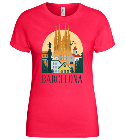 Sagrada Familia in Barcelona Design - Basic women's t-shirt_CORAL_front
