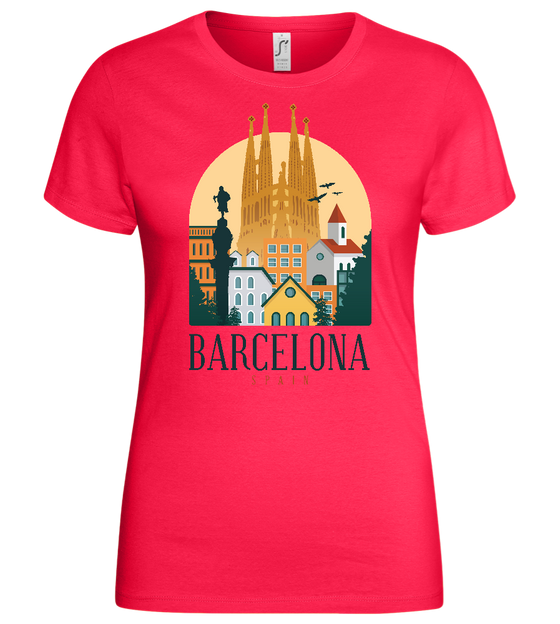 Sagrada Familia in Barcelona Design - Basic women's t-shirt_CORAL_front