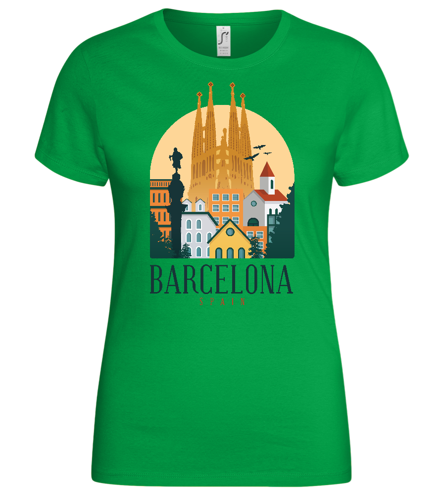 Sagrada Familia in Barcelona Design - Basic women's t-shirt_MEADOW GREEN_front