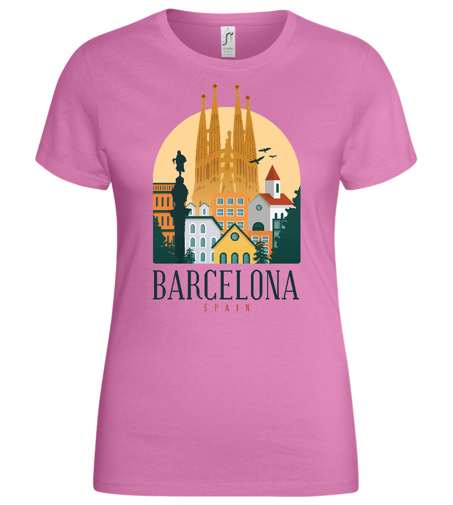 Sagrada Familia in Barcelona Design - Basic women's t-shirt_PINK ORCHID_front