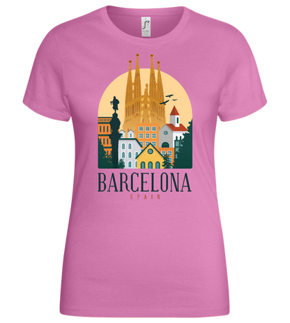 Sagrada Familia in Barcelona Design - Basic women's t-shirt_PINK ORCHID_front