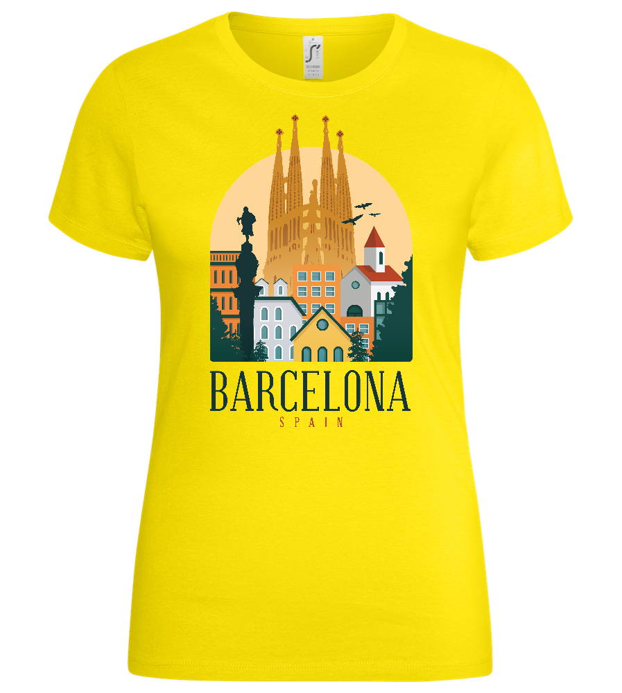 Sagrada Familia in Barcelona Design - Basic women's t-shirt_YELLOW_front