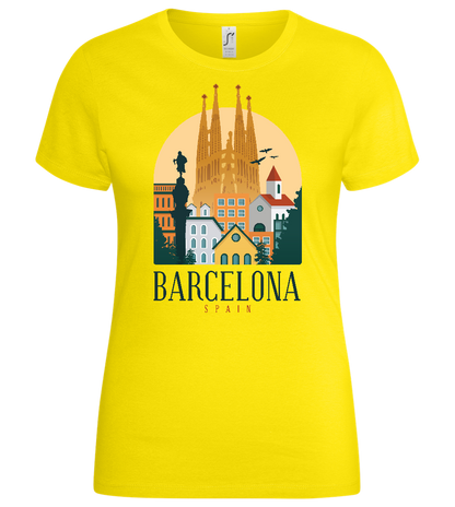 Sagrada Familia in Barcelona Design - Basic women's t-shirt_YELLOW_front