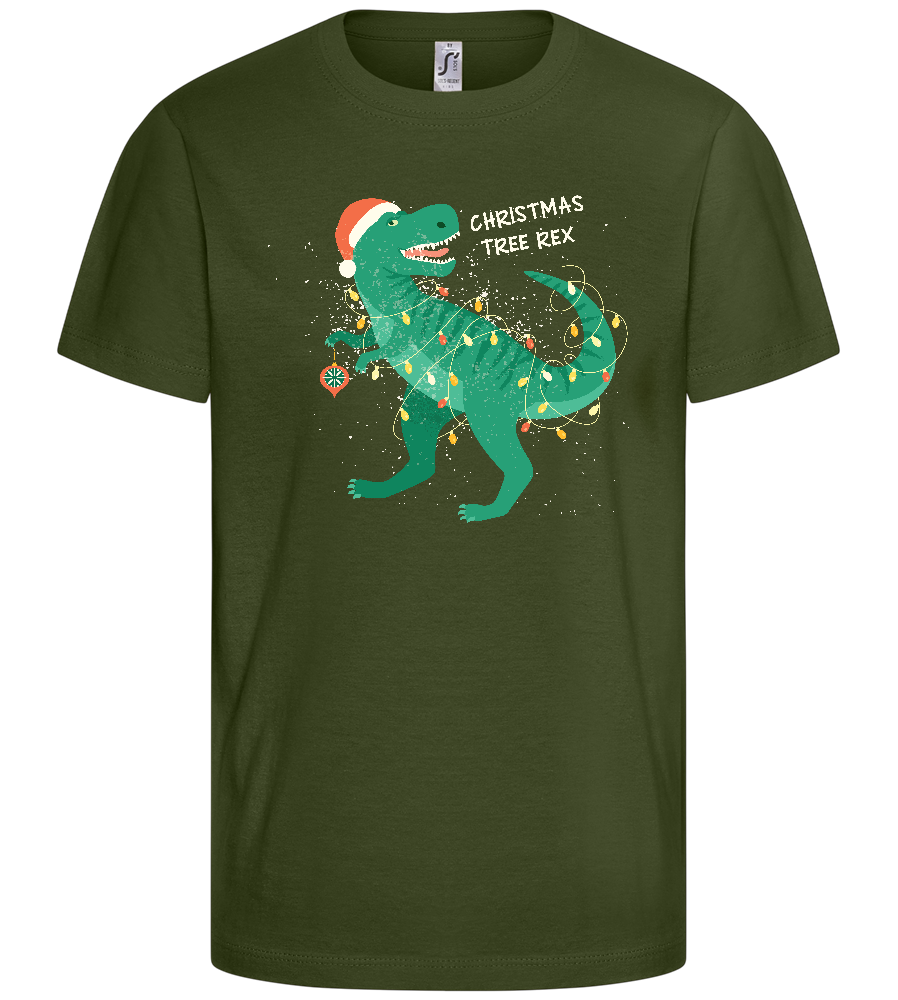 Christmas Tree Rex Design - Basic kids t-shirt_ARMY_front