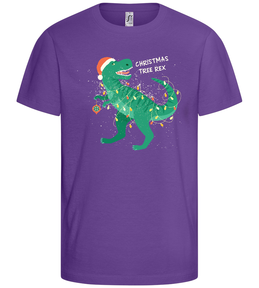 Christmas Tree Rex Design - Basic kids t-shirt_DARK PURPLE_front