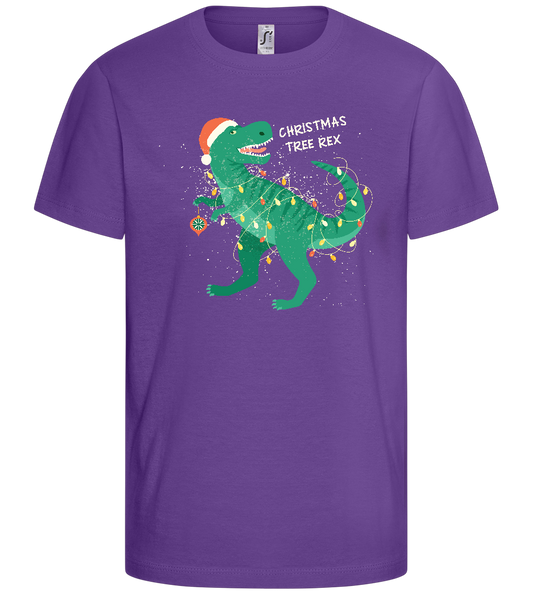 Christmas Tree Rex Design - Basic kids t-shirt_DARK PURPLE_front