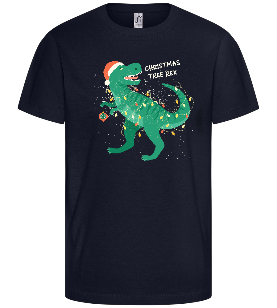 Christmas Tree Rex Design - Basic kids t-shirt_FRENCH NAVY_front