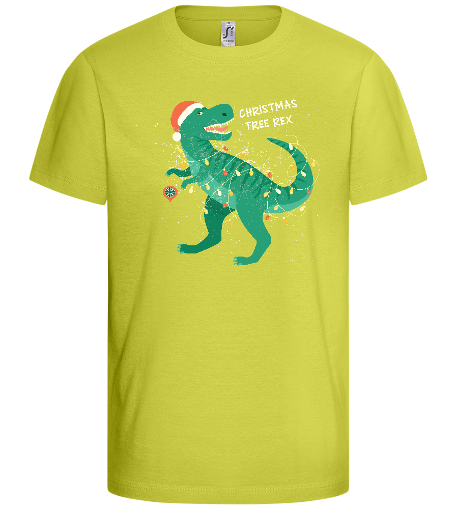 Christmas Tree Rex Design - Basic kids t-shirt_GREEN APPLE_front