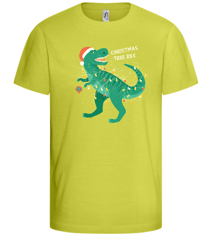 Christmas Tree Rex Design - Basic kids t-shirt_GREEN APPLE_front