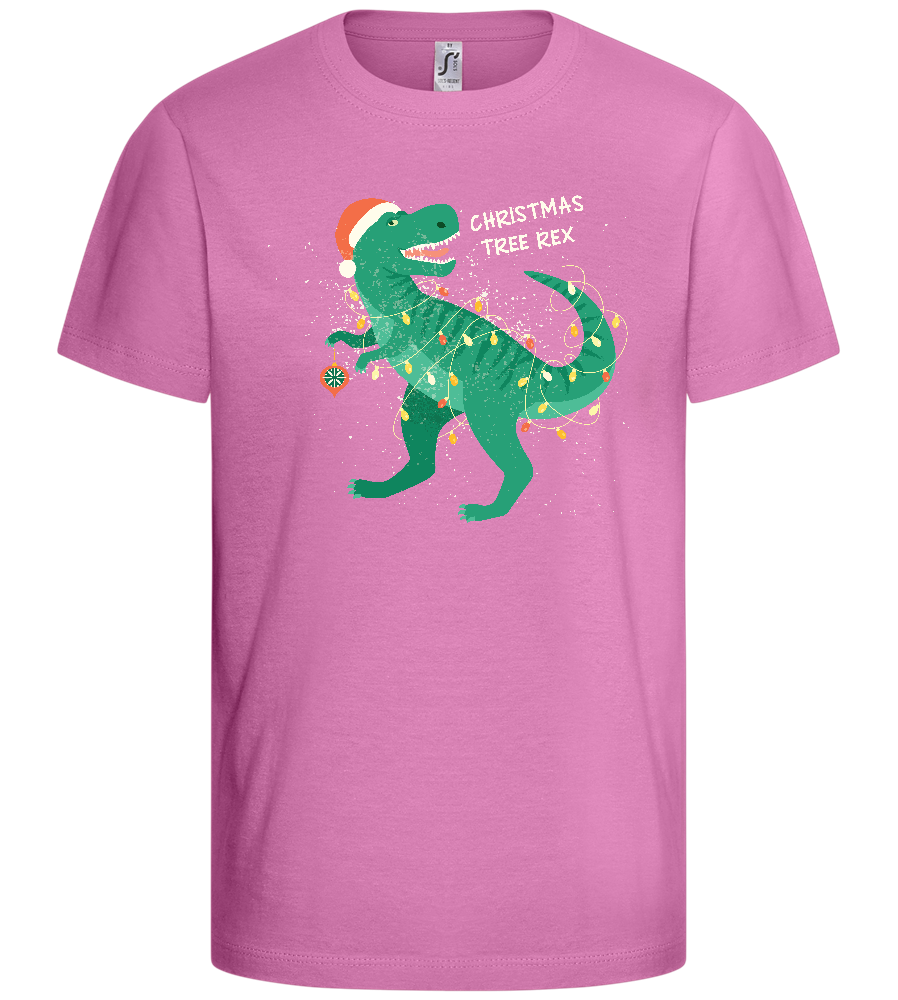 Christmas Tree Rex Design - Basic kids t-shirt_PINK ORCHID_front