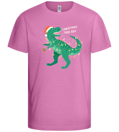 Christmas Tree Rex Design - Basic kids t-shirt_PINK ORCHID_front