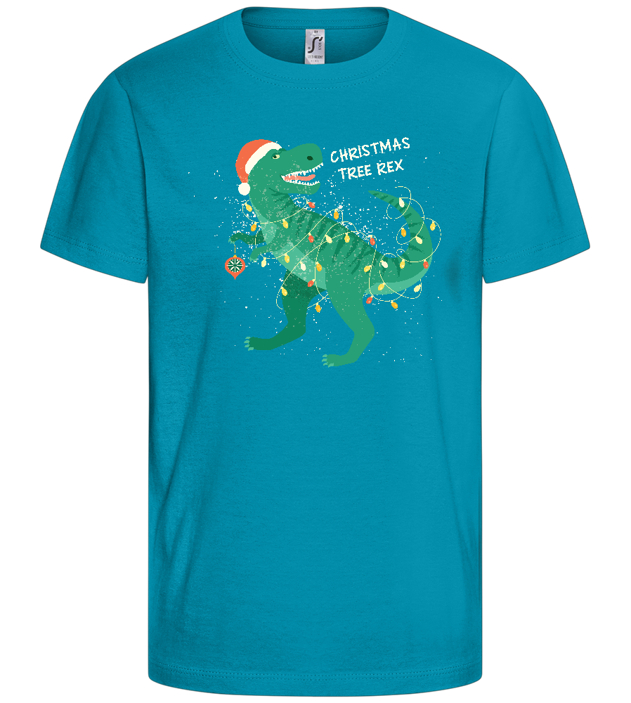 Christmas Tree Rex Design - Basic kids t-shirt_TURQUOISE_front