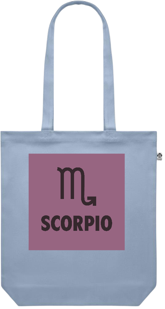 Zodiac Scorpio Design - Premium colored organic canvas shopping bag_BABY BLUE_front