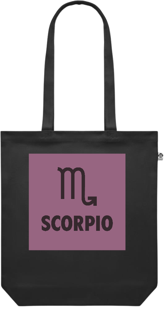 Zodiac Scorpio Design - Premium colored organic canvas shopping bag_BLACK_front