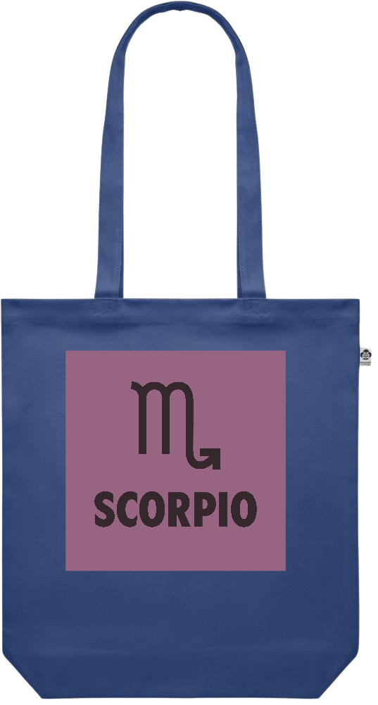 Zodiac Scorpio Design - Premium colored organic canvas shopping bag_BLUE_front