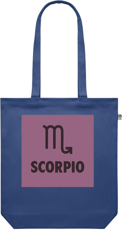 Zodiac Scorpio Design - Premium colored organic canvas shopping bag_BLUE_front