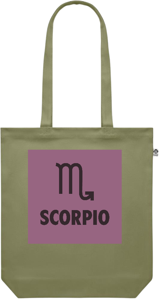 Zodiac Scorpio Design - Premium colored organic canvas shopping bag_GREEN_front